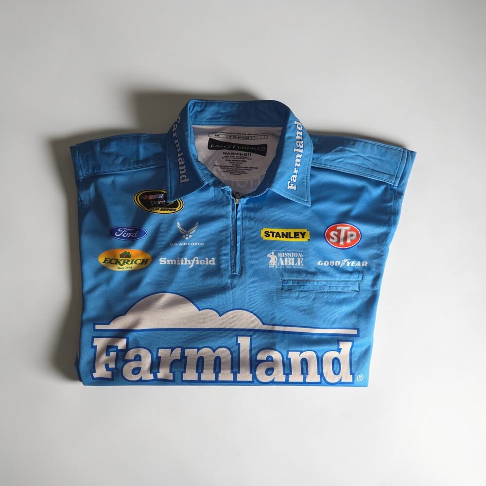ProThings NASCAR Racing Shirt Unisex XL Blue Green Farmland Polyester Lightweigh